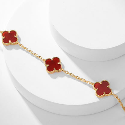 Pomuse CLOVER 10 MOTIFS CARNELIAN NECKLACE
