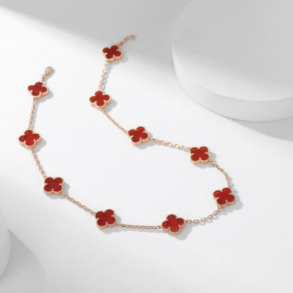 Pomuse CLOVER 10 MOTIFS CARNELIAN NECKLACE