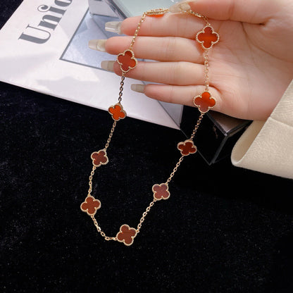 Pomuse CLOVER 10 MOTIFS CARNELIAN NECKLACE