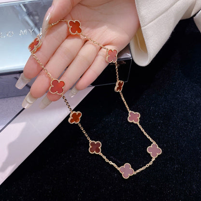 Pomuse CLOVER 10 MOTIFS CARNELIAN NECKLACE