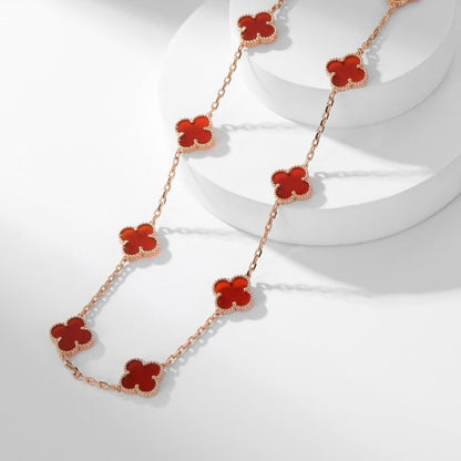 Pomuse CLOVER 10 MOTIFS CARNELIAN NECKLACE