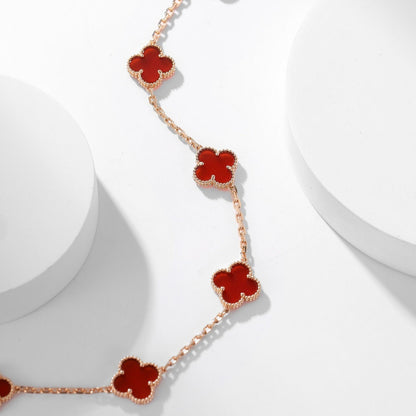 Pomuse CLOVER 10 MOTIFS CARNELIAN NECKLACE