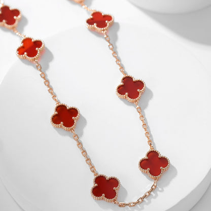 Pomuse CLOVER 10 MOTIFS CARNELIAN NECKLACE