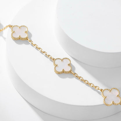 Pomuse CLOVER 10 MOTIFS WHITE MOTHER OF PEARL NECKLACE