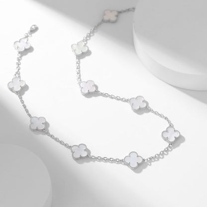 Pomuse CLOVER 10 MOTIFS WHITE MOTHER OF PEARL NECKLACE