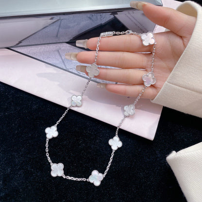 Pomuse CLOVER 10 MOTIFS WHITE MOTHER OF PEARL NECKLACE