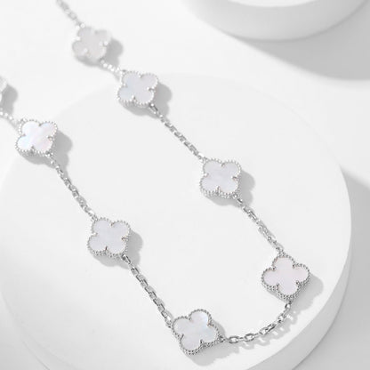 Pomuse CLOVER 10 MOTIFS WHITE MOTHER OF PEARL NECKLACE