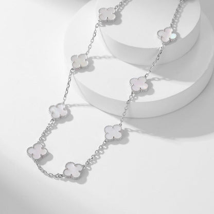 Pomuse CLOVER 10 MOTIFS WHITE MOTHER OF PEARL NECKLACE