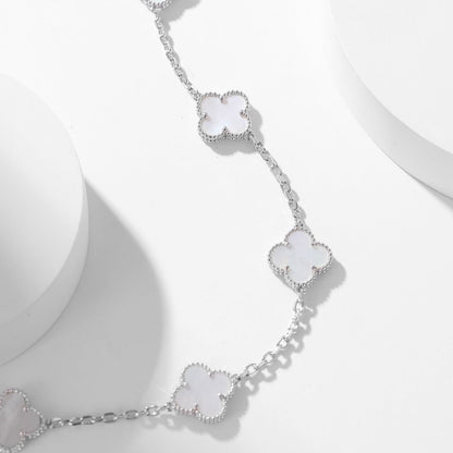 Pomuse CLOVER 10 MOTIFS WHITE MOTHER OF PEARL NECKLACE