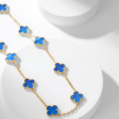 Pomuse CLOVER 10 MOTIFS BLUE AGATE NECKLACE