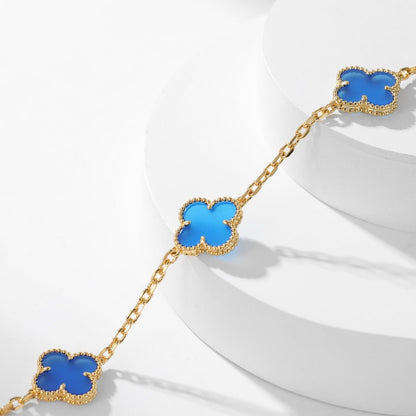 Pomuse CLOVER 10 MOTIFS BLUE AGATE NECKLACE