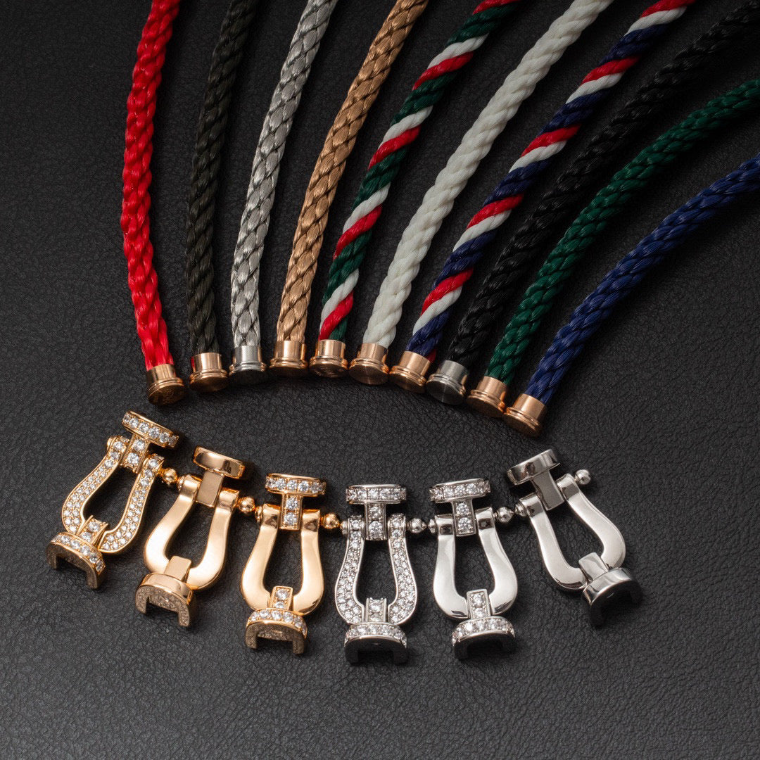 Pomuse FORCE LARGE HORSESHOE HALF DIAMOND BRACELET ROSE GOLD
