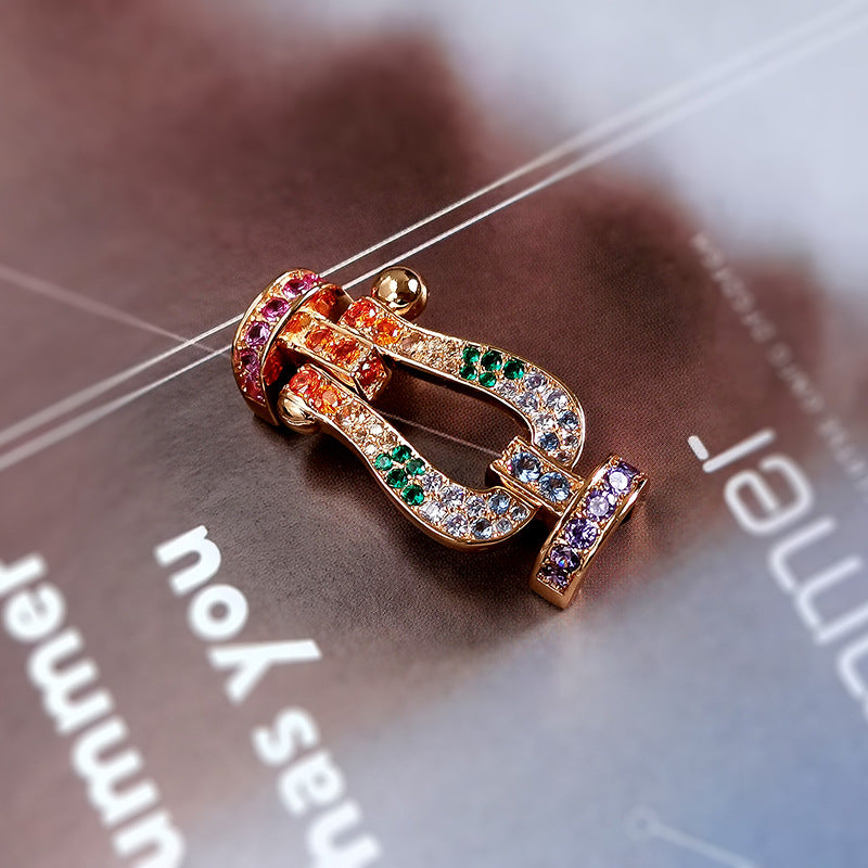 Pomuse FORCE LARGE HORSESHOE  COLORED DIAMOND BRACELET ROSE GOLD