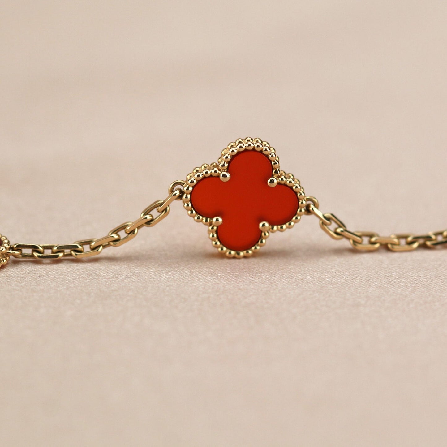 Pomuse CLOVER 5 MOTIFS RED AGATE  BRACELET
