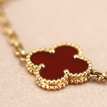 Pomuse CLOVER 5 MOTIFS RED AGATE  BRACELET