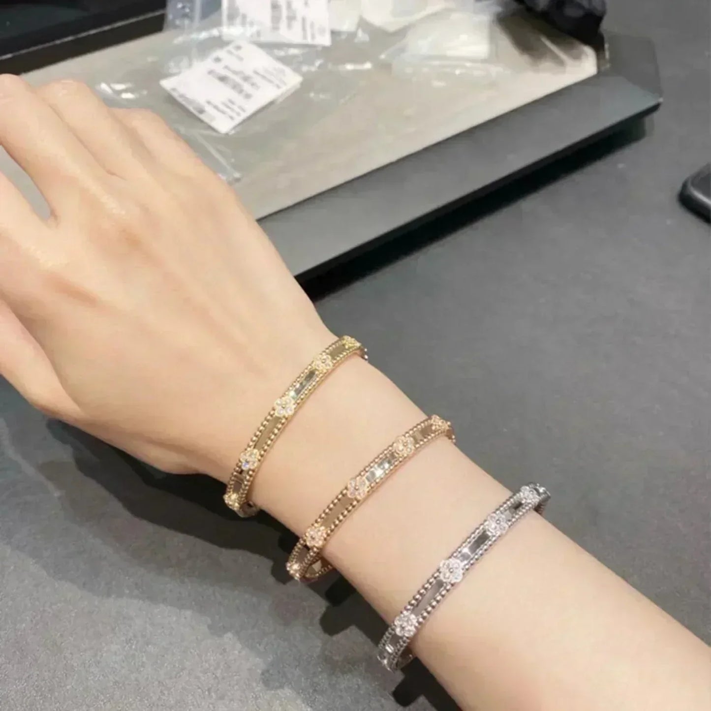 Pomuse CLOVER BRACELET 4MM DIAMONDS