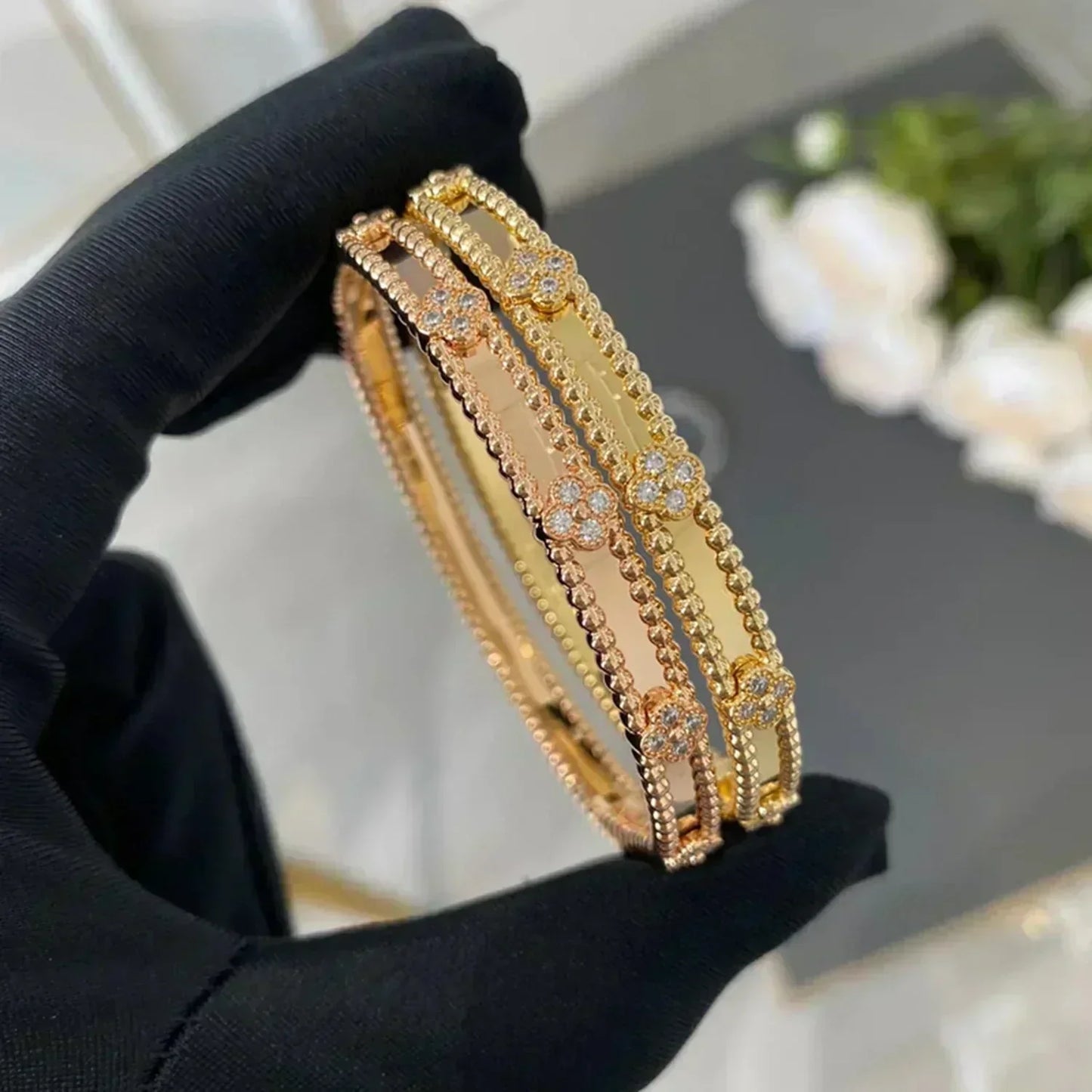 Pomuse CLOVER BRACELET 4MM DIAMONDS