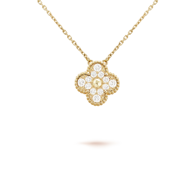 Pomuse CLOVER 15MM DIAMOND SINGLE FLOWER NECKLACE