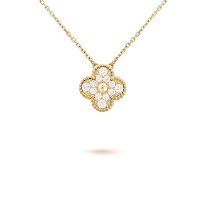 Pomuse CLOVER 15MM DIAMOND SINGLE FLOWER NECKLACE