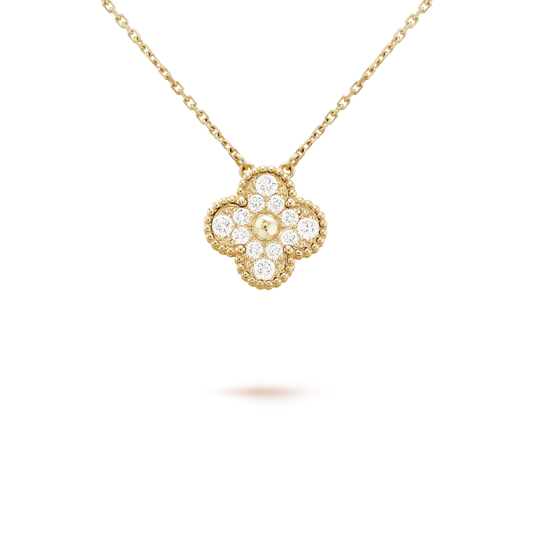 Pomuse CLOVER 15MM DIAMOND SINGLE FLOWER NECKLACE