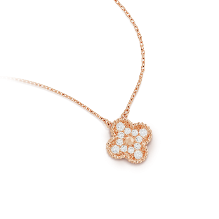 Pomuse CLOVER 15MM DIAMOND SINGLE FLOWER NECKLACE