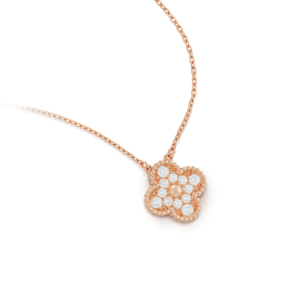 Pomuse CLOVER 15MM DIAMOND SINGLE FLOWER NECKLACE