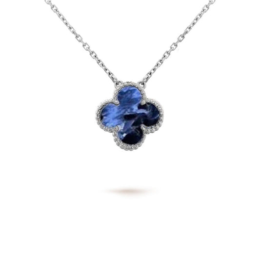 Pomuse CLOVER 15MM PIETERSITE NECKLACE SILVER
