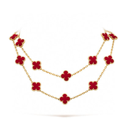 Pomuse CLOVER 20 MOTIFS CARNELIAN NECKLACE