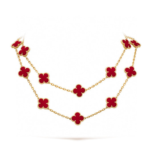 Pomuse CLOVER 20 MOTIFS CARNELIAN NECKLACE