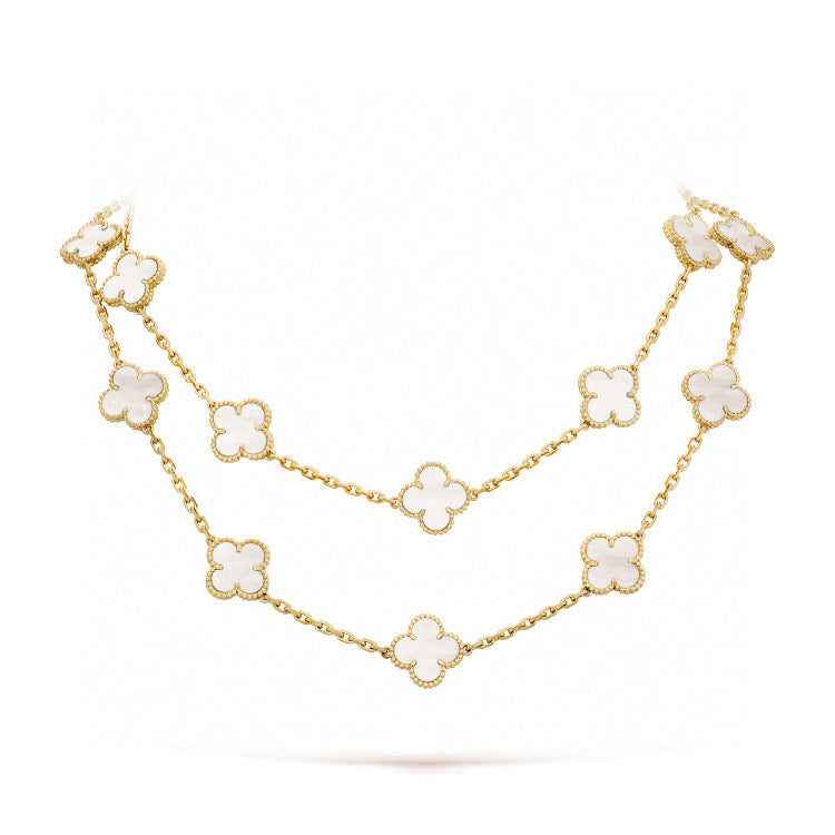 Pomuse CLOVER 20 MOTIFS WHITE MOP NECKLACE