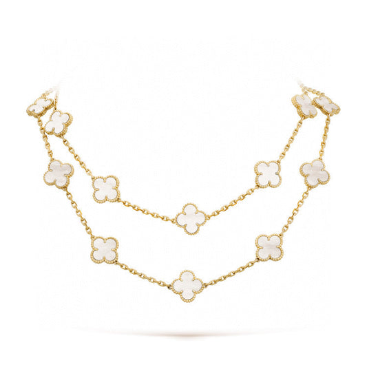 Pomuse CLOVER 20 MOTIFS WHITE MOP NECKLACE