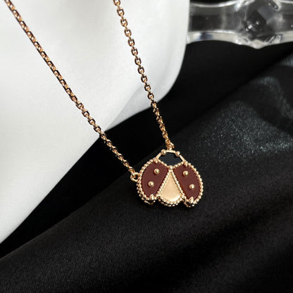 Pomuse LUCKY  CARNELIANS LADYBUG NECKLACE