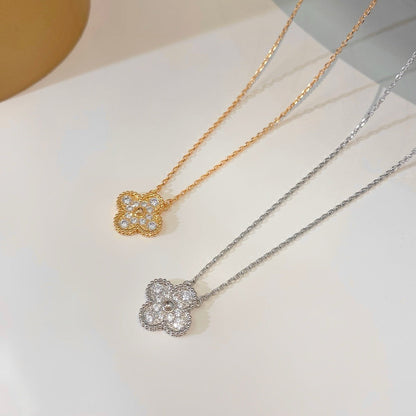 Pomuse CLOVER 15MM DIAMOND SINGLE FLOWER NECKLACE
