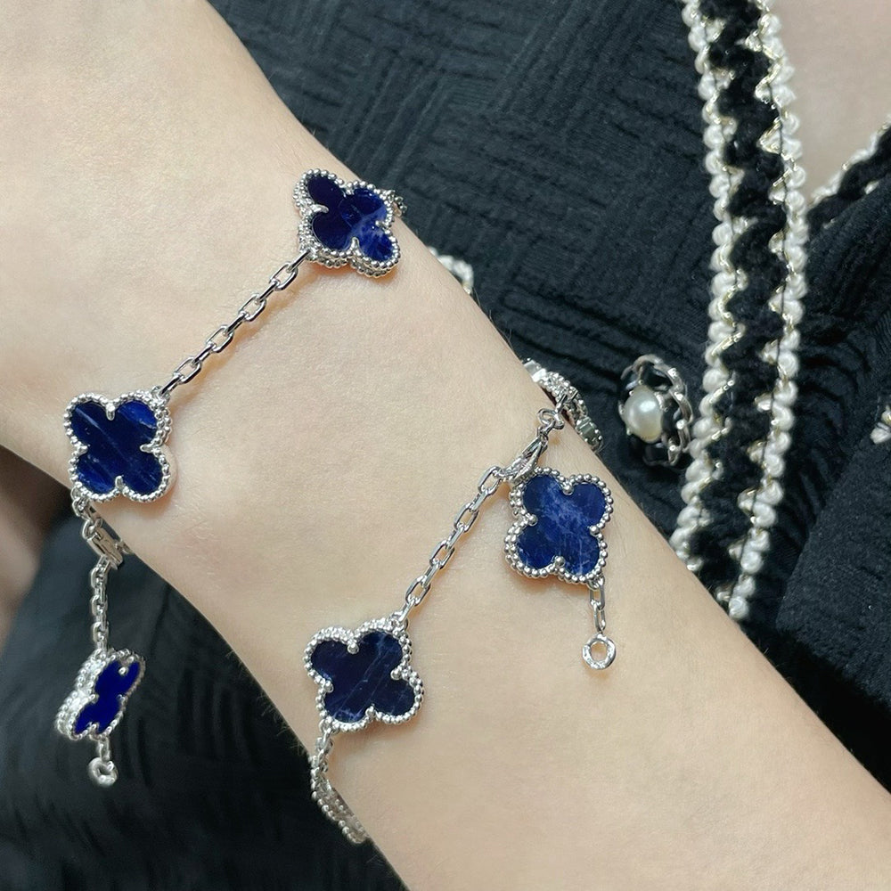 Pomuse CLOVER 5 MOTIF PIETERSITE SILVER BRACELET