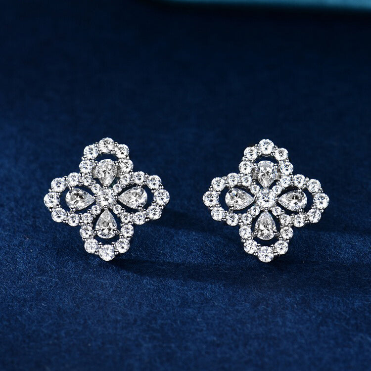 Pomuse LOOP EARRINGS FULL MOTIF DIAMOND 16MM SILVE