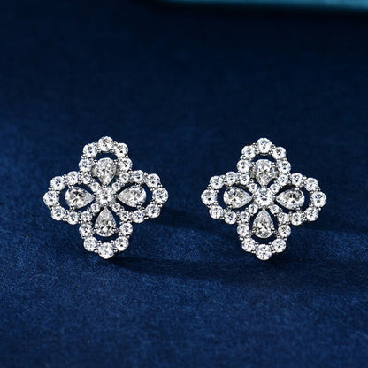 Pomuse LOOP EARRINGS FULL MOTIF DIAMOND 16MM SILVE