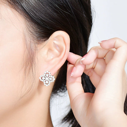 Pomuse LOOP EARRINGS FULL MOTIF DIAMOND 16MM SILVE