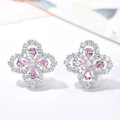 Pomuse LOOP EARRINGS FULL MOTIF DIAMOND 16MM SILVE