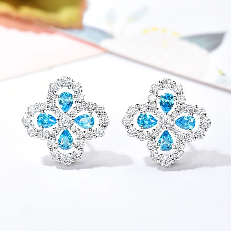 Pomuse LOOP EARRINGS FULL MOTIF DIAMOND 16MM SILVE