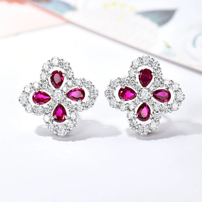 Pomuse LOOP EARRINGS FULL MOTIF DIAMOND 16MM SILVE