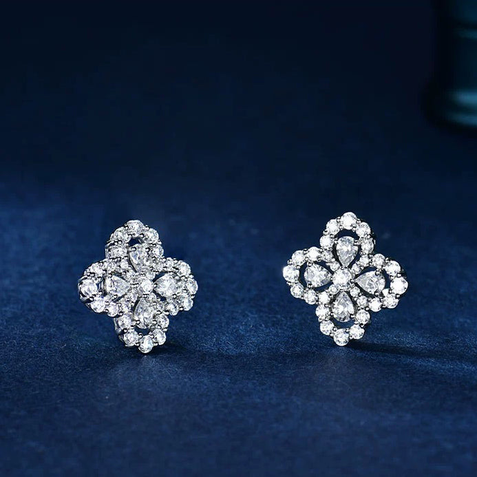 Pomuse LOOP EARRINGS FULL MOTIF DIAMOND 16MM SILVE