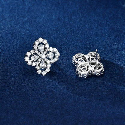 Pomuse LOOP EARRINGS FULL MOTIF DIAMOND 16MM SILVE