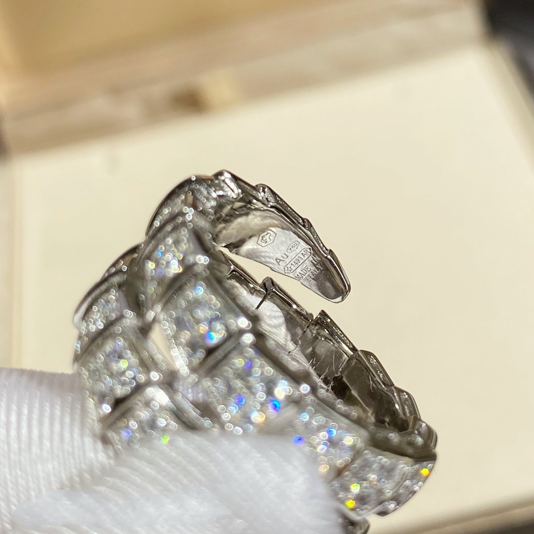 Pomuse SERPENTI DOUBLE RING SILVER DIAMOND PAVED