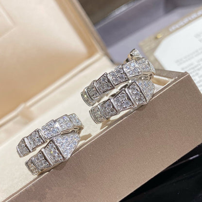 Pomuse SERPENTI DOUBLE RING SILVER DIAMOND PAVED