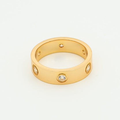 Pomuse LOVE RING 5.5MM 6 DIAMONDS PINK GOLD