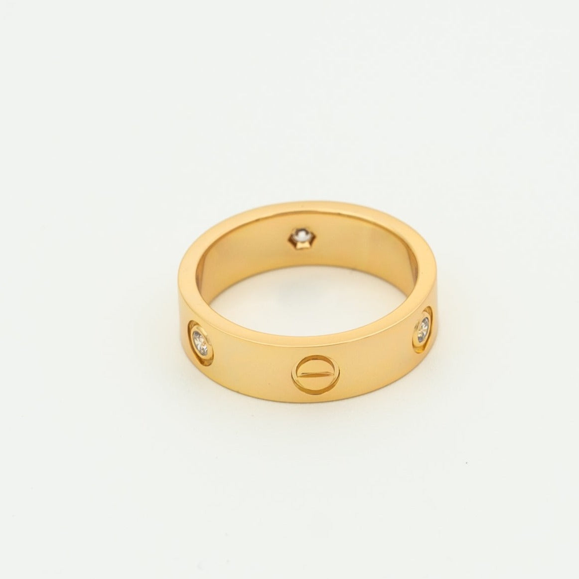 Pomuse LOVE RING 5.5MM 3 DIAMONDS PINK GOLD