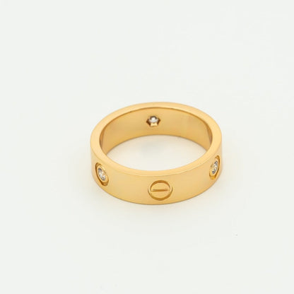 Pomuse LOVE RING 5.5MM 3 DIAMONDS PINK GOLD