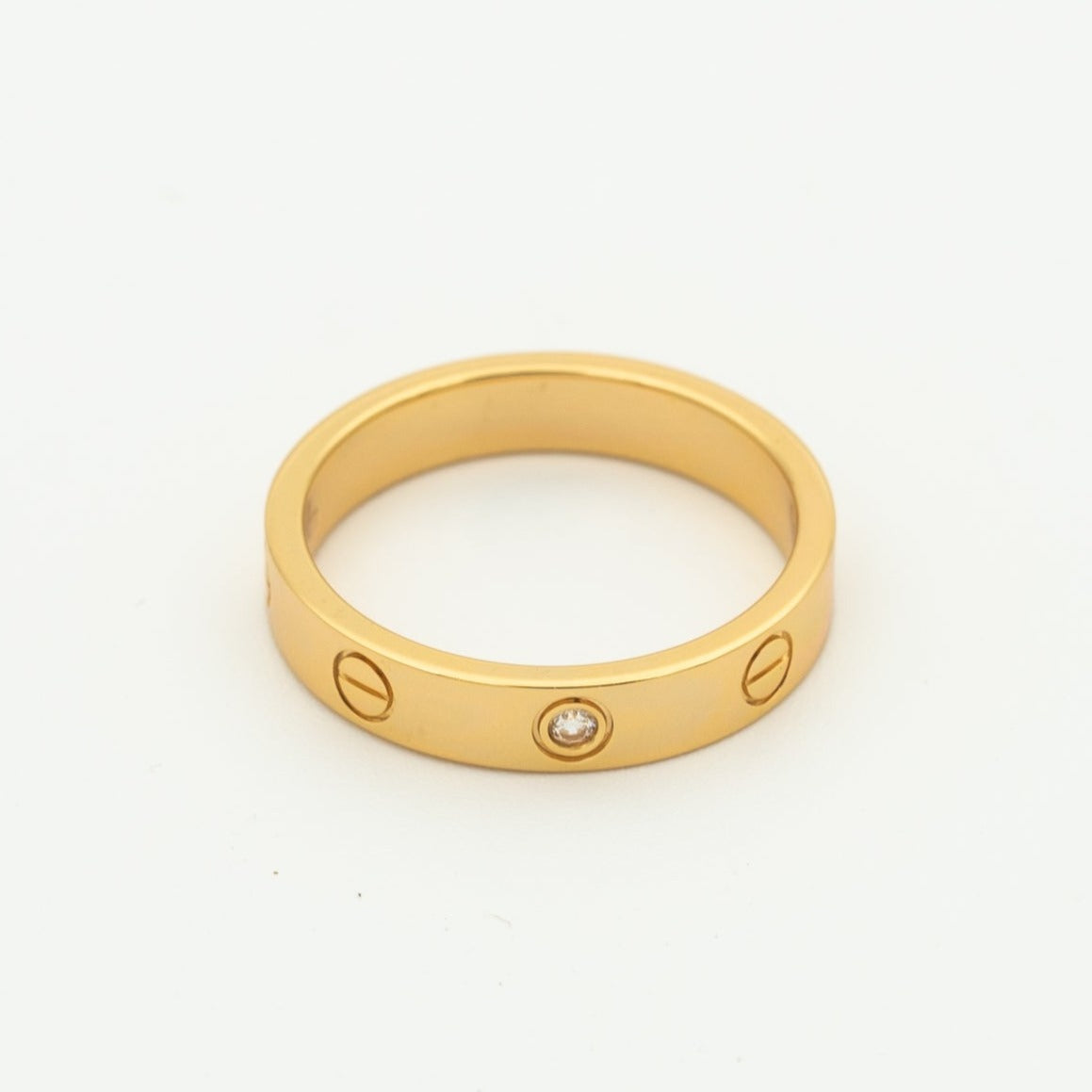Pomuse LOVE RING 4MM 1 DIAMOND PINK GOLD