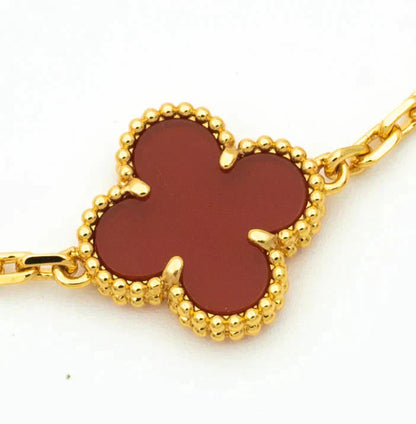 Pomuse CLOVER 5 MOTIFS CARNELIAN DIAMOND BRACELET