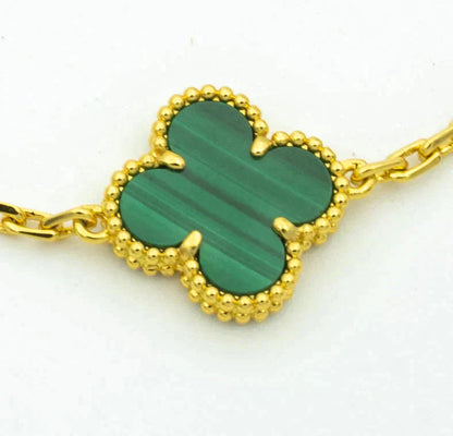 Pomuse CLOVER  5 MOTIF MALACHITE DIAMOND BRACELET